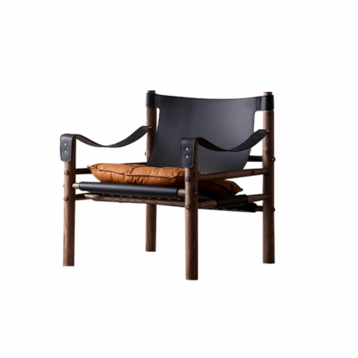 Fauteuil confortable en cuir et bois – SIROCCO