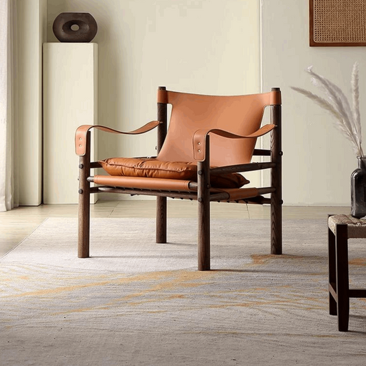 Fauteuil confortable en cuir et bois – SIROCCO