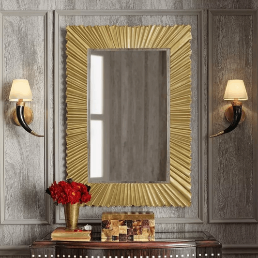 Grand miroir doré contemporain – DORÉA