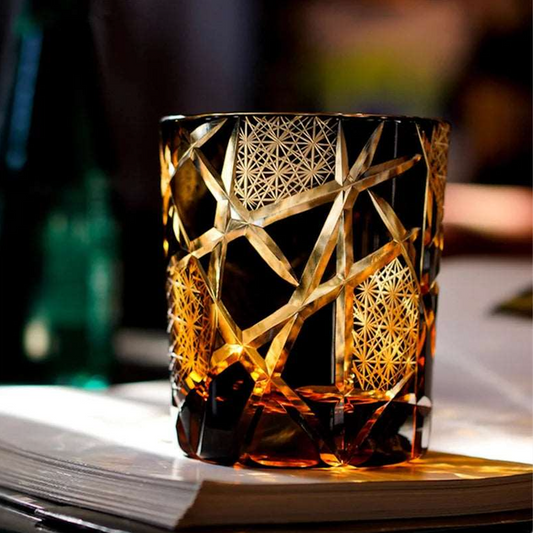 Verre à Whisky ambre noir en cristal Edo Kiriko – IRO