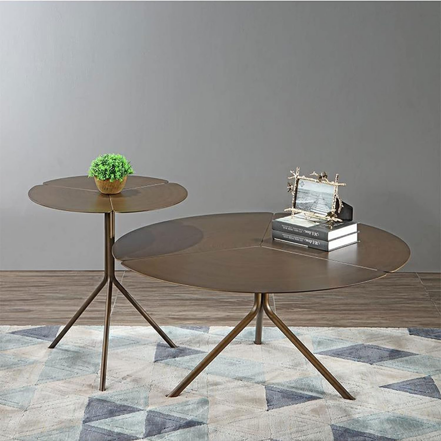 Vintage style stainless steel coffee table – LYSA