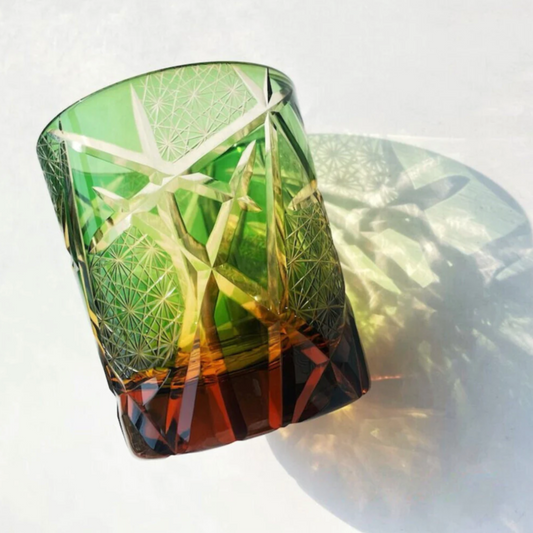 Verre à Whisky ambre vert en cristal Edo Kiriko – IRO