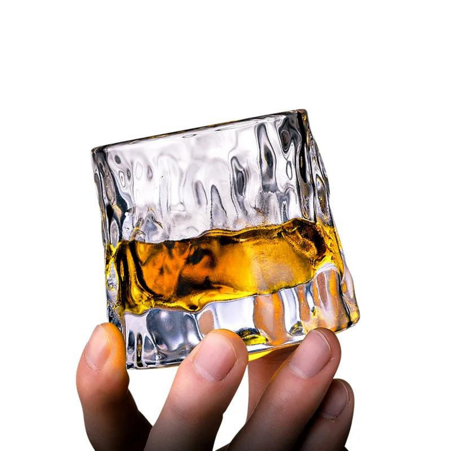 Rotating Textured Whiskey Glass: SPIRALY