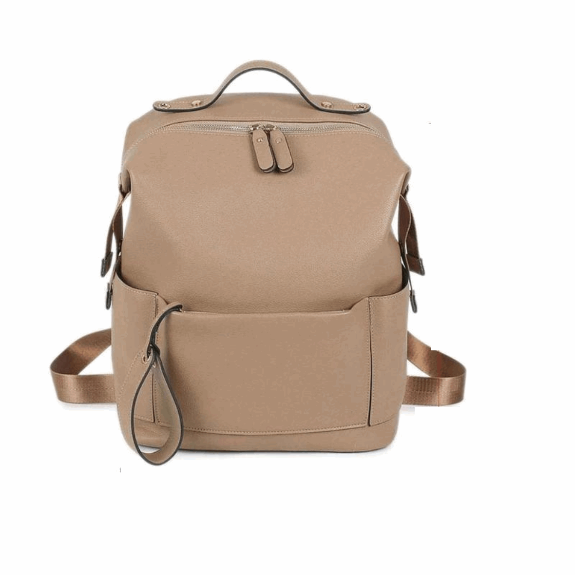 Sac à langer en cuir végan beige - LUXIA