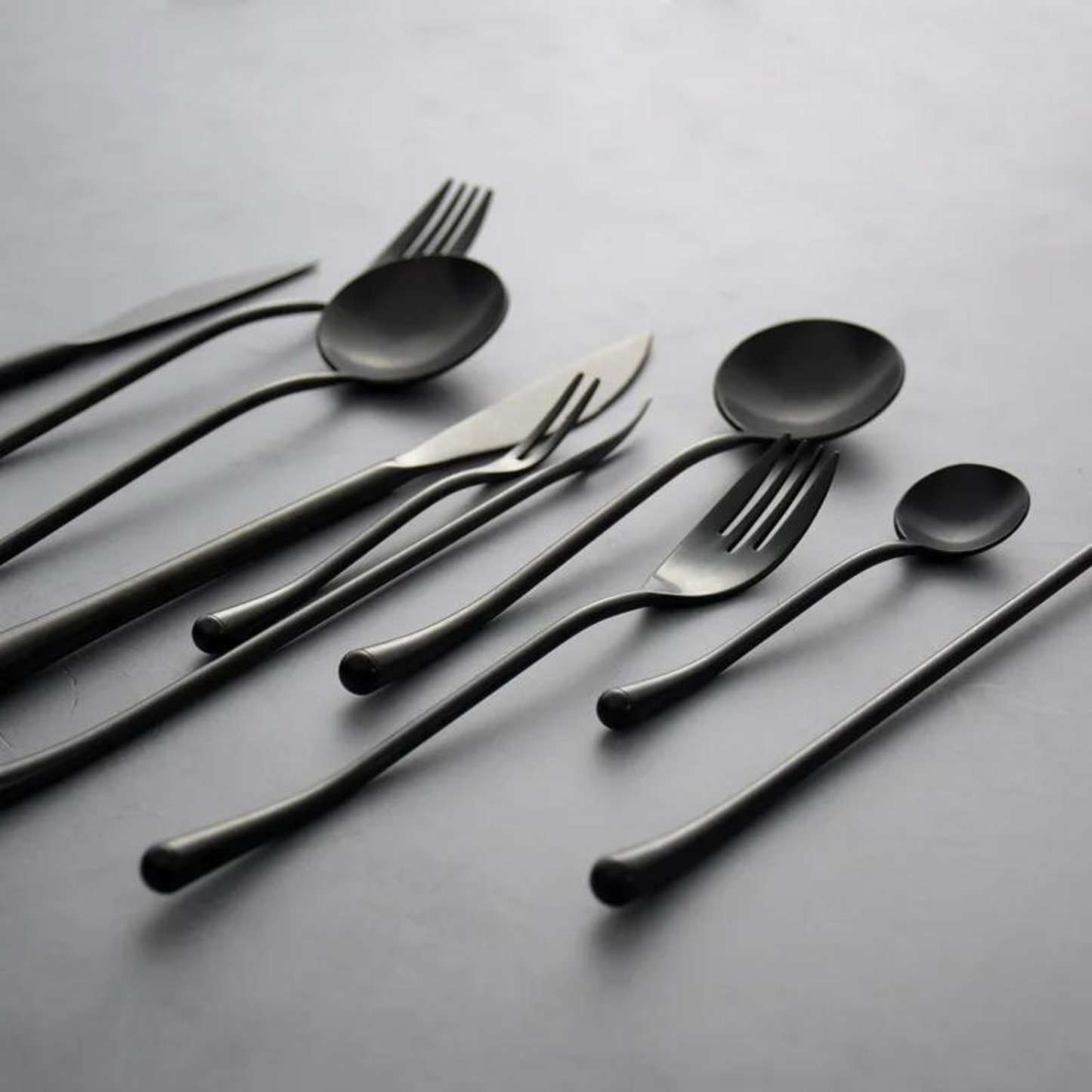 Matte black design stainless steel cutlery – HELIX 