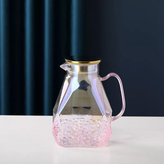 Carafe d'eau design en verre bullé rose 1600ml – ROSALINE