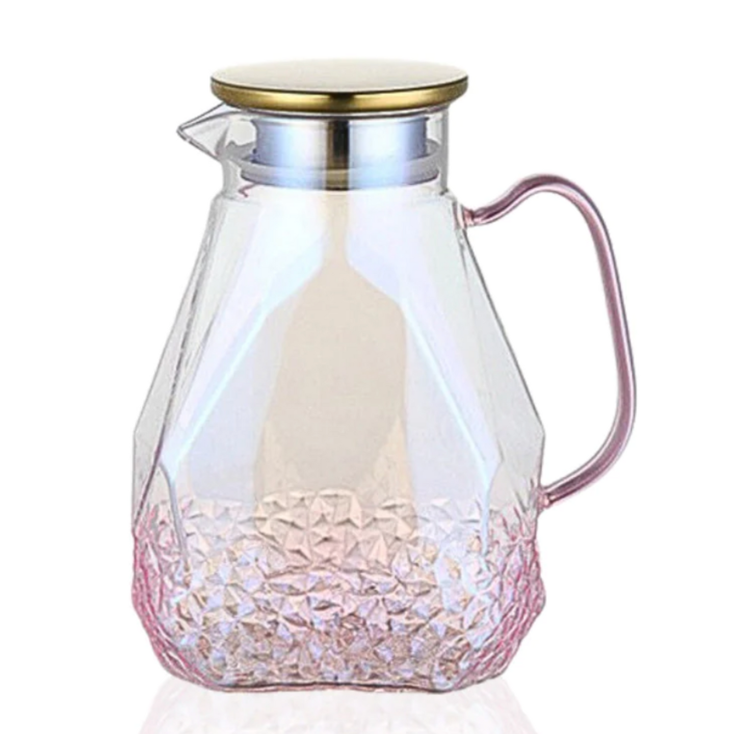 Design water carafe in pink bubbled glass 1600ml – ROSALINE