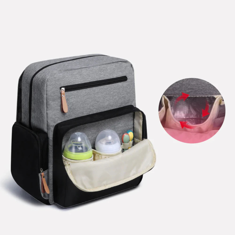 Gray waterproof backpack diaper bag – CANAILLE