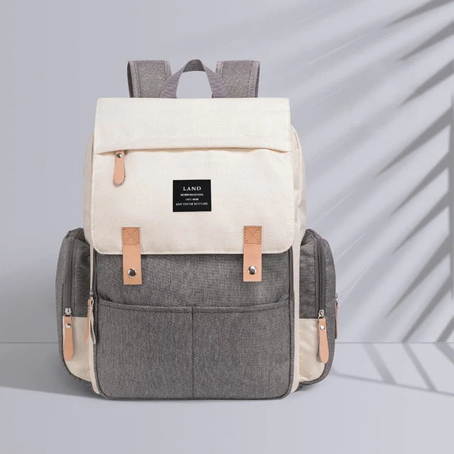 Beige and gray waterproof backpack diaper bag – CANAILLE