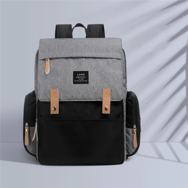 Gray and black waterproof backpack diaper bag – CANAILLE