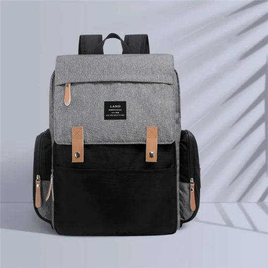 Sac à langer à dos imperméable gris et noir – CANAILLE