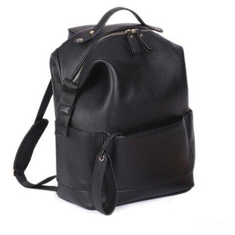 Black vegan leather diaper bag - LUXIA